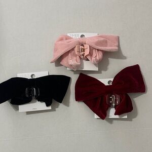 Time and Tru Soft Pink,Black,Burgundy-Velvet Bow Hair Clip